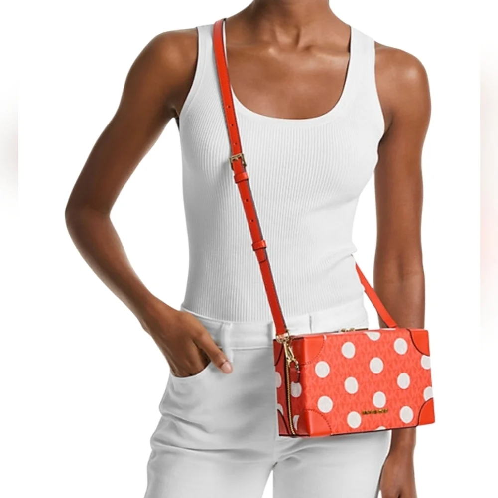 Michael Kors Jeanie Polk Dot Signature Logo Trunk Crossbody Bag